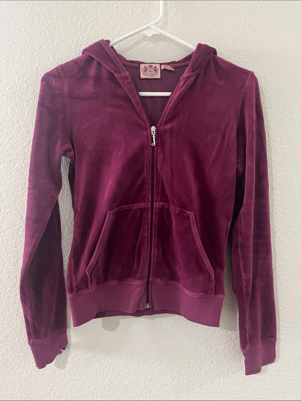 Juicy Couture Girls' Fuchsia Velour Zip Hoodie